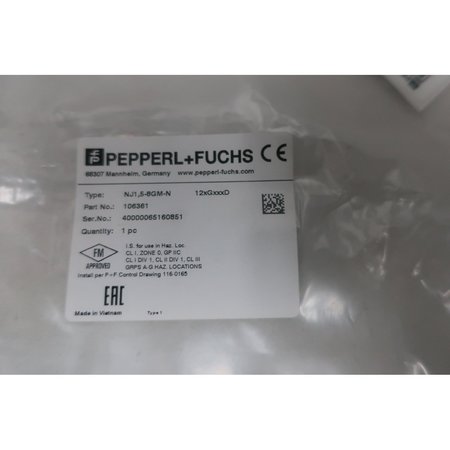 Pepperl Fuchs Inductive Proximity Sensor NJ1,5-8GM-N 106361